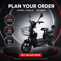 Vélo électrique Godel Eagle 350W, scooter, vélo de ville 48V avec batterie 12Ah 20Ah, panier avant et double siège