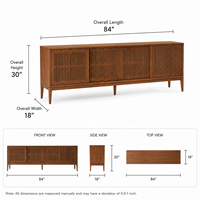 Meuble TV en frêne nordique avec étagères, console multimédia architecturale pour salon d'appartement de luxe, sur mesure