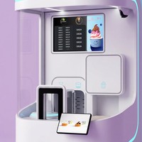 Máquina expendedora de helados robotizada de doble función, máquina para hacer helados suaves, equipo de catering, decoración