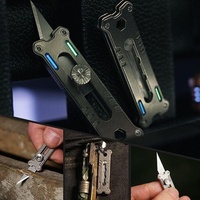 Couteau utilitaire miniature MecArmy EK12 argenté, porte-clés, lame réglable en acier inoxydable TC4 titane, outil de survie portable EDC