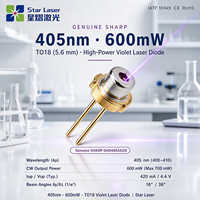 Diode laser violette 405 nm, diode laser UV, boîtier TO56, broches de connexion, faible tension de fonctionnement et angle de faisceau pour la polymérisation UV