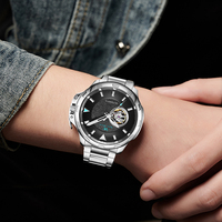 Reloj de Lujo OEM, Automático, Mecánico, con Reserva de Marcha, Luminoso, de Acero Inoxidable, Cristal de Zafiro, Resistente al Agua 5 Bar, con Botón de Presión
