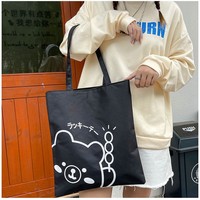 Tas Tote Wanita Logo Cetak Kustom Kanvas Benang Jahit Kapasitas Besar Tas Tangan Berkelas Praktis dan Nyaman untuk Penyimpanan
