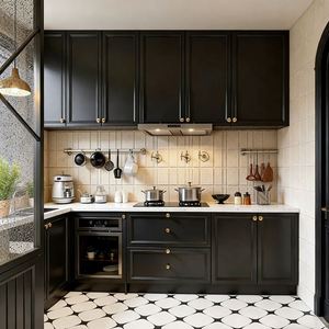 Balom 2025 Prêt à Installer Cuisine Complète en Forme de L de Luxe Européen Noir Mat pour Petits Espaces d'Appartement - Product Image 4