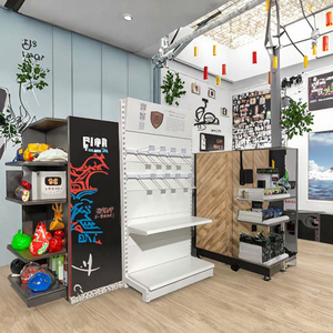 Rak Supermarket logam satu sisi putih tugas berat, rak pajangan ritel satu sisi gaya elegan dapat disesuaikan - Product Image 3