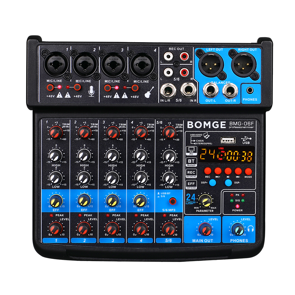 Amazon | BOMGE 6チャンネルdjオーディオミキサー、MP3 USB