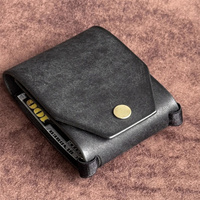 Dompet Tali Uang Minimalis dengan Penutup Kancing, Organizer Penyimpanan Uang Berkapasitas Besar dari Kulit PU.