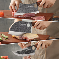 Ensemble de couteaux de boucher à manche pleine longueur, 3 pièces, en acier inoxydable 3Cr13MoV, robuste, pour la découpe des os et la cuisine, ensemble de couteaux de chef