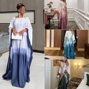 135 Vêtements Musulmans Traditionnels <span class=keywords><strong>Aya</strong></span> pour Femmes, Robe Musulmane <span class=keywords><strong>Aya</strong></span> à Pompons et Dégradé <span class=keywords><strong>de</strong></span> Couleurs, Robe Islamique Kaftan pour Femme - Product Image 2