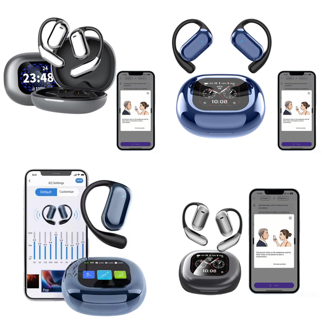 Hot-selling BT 5.4 Headphones Wireless with LCD Display AI Language Translation Earphone with 144 Online Languages for Business