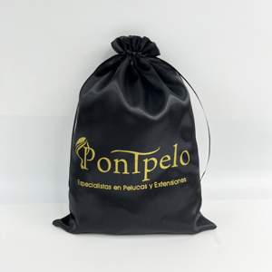 ถุงผ้าไหมจีนพิมพ์โลโก้ตามสั่ง ถุงผ้ารูดเชือก ถุงใส่เครื่องมือจัดแต่งทรงผม ถุงผ้าซาตินใส่ของขวัญสำหรับผม - Product Image 2