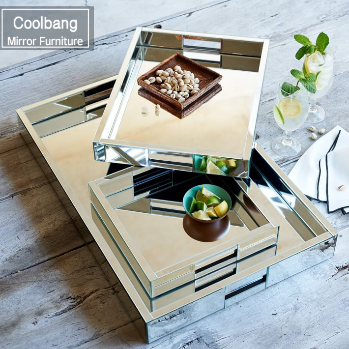 Оптовая продажа с завода, зеркальный поднос из серебристого стекла для украшения отеля для дома