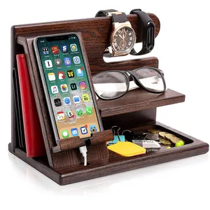 多功能木质手机支架手表储物眼镜架