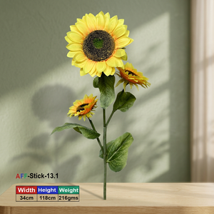Tige de tournesol en soie artificielle - Modèle réaliste fait main pour la Saint-Valentin AFF-Stick-13.1 - Product Image 2