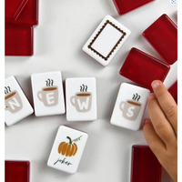 Jeu de tuiles de mahjong transparentes rouges café The Fall, 3 couches, tuiles de mahjong automnales rêveuses, The Humble Oak Mahjong