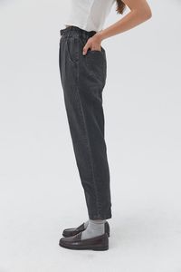 Vente en gros de jeans maman en denim à <span class=keywords><strong>taille</strong></span> <span class=keywords><strong>haute</strong></span>, à fermeture éclair, à jambe courte, à <span class=keywords><strong>taille</strong></span> élastique, noirs et doux, pour femmes - Product Image 5