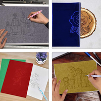 Papier Graphite A4 bleu carbone à transfert de copie avec outil de stylet de gaufrage pour le traçage, 100 feuilles