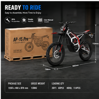 Moto tout-terrain électrique 72V 40AH 100km/h 15000W avec moteur central sans balais pour adulte, expédition rapide depuis l'entrepôt américain