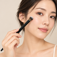 Pinceau de maquillage professionnel KB123 avec fibre de haute qualité de 0,07 mm, virole en aluminium épaissie et manche en bois de qualité supérieure