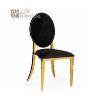 Chaise de banquet à dossier ovale en cuir blanc avec cadre doré de luxe JJY-YHY-H002 pour un dîner et des événements élégants