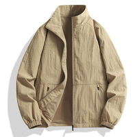Chaqueta de primavera y otoño para hombre, abrigo con cuello levantado, chaqueta informal fina superior grande
