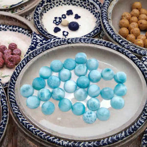 Pierre précieuse Larimar naturelle en gros, taille ovale, cabochon pour la fabrication de bijoux, travaux manuels DIY avec évaluation tierce partie - Product Image 3