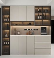 Customized Modern Contemporary Wood Panel Wine & Liquor Cabinets-Durable Eco-Friendly Drinks Storage