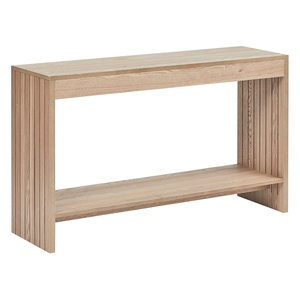 <span class=keywords><strong>Consola</strong></span> de entrada de roble directa de fábrica, mesa de pasillo de madera con elegante Marco de panel estriado para sala de estar - Product Image 1