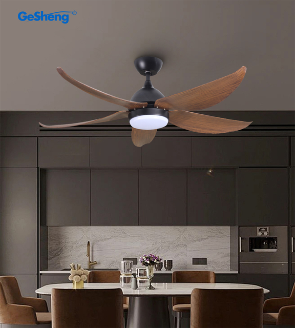 DC 24W Retro Style 54 Inch 5 ABS Blades 6 Speeds Control Remote Control Ceiling Fan With Light