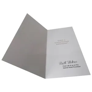 OEM papel branco dobrável cartões personalizados tamanho partido fornece cartão de aniversário ambientalmente amigável