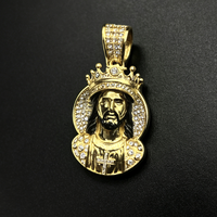 Pendentif Médaillon Couronne de Jésus en Argent 925 Personnalisé, Style Hip Hop Iced Out avec Zircons Cubiques, pour Rappeur et Chanteur
