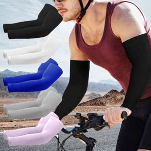 Manchons de bras unisexes en soie glacée, haute élasticité, respirants, anti-UV, séchage rapide, sans couture, pour sports d'été, activités de plein air, golf, conduite et équitation - Product Image 6