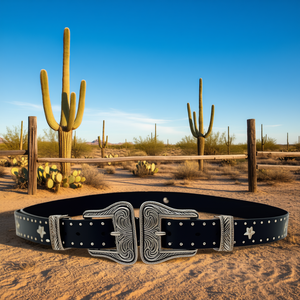 Ceinture Angelina à double boucle 3cm 100cm style western avec quincaillerie en alliage argenté - Product Image 2