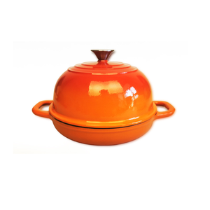 Pot en émail en <span class=keywords><strong>fonte</strong></span> antiadhésive pour <span class=keywords><strong>four</strong></span> Pot à pain de 24cm Double oreille à fond plat avec multicolore avec couvercle Casserole ronde - Product Image 1