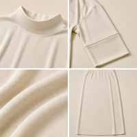 Ensemble Abaya Musulmane Haut de Gamme Personnalisé pour Femme, 2 Pièces, Coupe Ample, Haut à Col Montant et Jupe Longue en Viscose Modal, Vente en Gros OEM