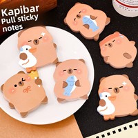 Notas Adhesivas con Forma de Capibara para Estudiantes, Adhesivo Fuerte, Pegatinas Reutilizables, 60 Hojas, Modelo A3065