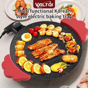 กระทะย่างไฟฟ้าแบบฝรั่งเศสสำหรับใช้ในบ้านและโรงแรมใช้งานได้สะดวกในร่ม/กลางแจ้งมีคุณสมบัติควบคุมอุณหภูมิแบบ PTFE พื้นผิวหินอ่อน - Product Image 2