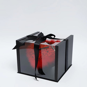 31.5*31.5*24.5cm heart tray inside acrylic square luxury flower gift box