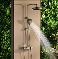 Ensemble de douche intelligent mural de luxe, haute pression, eau chaude et froide, systèmes de pluie et jets doux pour appartements, finition polie
