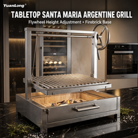 Barbecue argentin en acier inoxydable avec grilles réglables en hauteur et base doublée de briques réfractaires pour pique-nique en plein air