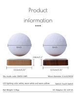 Lampe à boule 3D à lévitation magnétique, sans fil, créative, lampe de table LED 3D à lévitation magnétique en forme de lune pour chambre à coucher, nouveauté