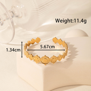 MaiNa stile classico ragazze '<span class=keywords><strong>set</strong></span> di gioielli di moda 18K oro bracciale aperto anello medaglione in acciaio inox per anniversari - Product Image 4