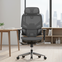 Chaise de bureau exécutive ergonomique pivotante réglable en hauteur en alliage d'aluminium avec dossier en maille, support pour téléphone et repose-pieds pour bureau à domicile
