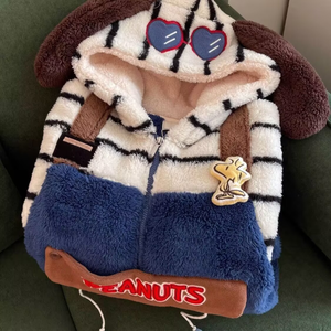 Ensembles de vêtements de nuit doux cireux grande oreille chien <span class=keywords><strong>Snoopy</strong></span> corail polaire à capuche pyjamas femmes hiver petite amie maison vêtements - Product Image 2