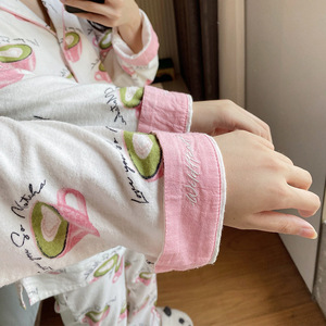Nouvelles Couleurs 2026 – Ensemble Pyjama Femme 100% Coton Biologique Tissé avec Taille Élastique, Manches Longues et Logo Satiné sur <span class=keywords><strong>le</strong></span> Devant – Pour Automne Hiver - Product Image 3