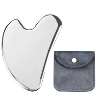 Avec pochette GUA SHA outil facial de haute qualité visage yeux cou corps masseur gua sha acier inoxydable peau auto soin