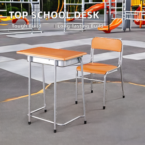 Modern Steel Plastic Plywood MDF Fixed Single School Student <b>Desk</b> Chair Customized Colors Commercial Use Aoyasi PT-205E PT-205E - Product Image 3