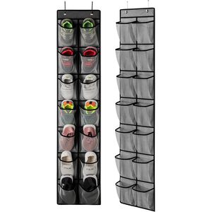 Over The Door <b>Shoe</b> Organizer 28 Pockets Mesh Hanging <b>Storage</b> For <b>Shoes</b> Closet Wall Mount Hook Type Grey - Product Image 1