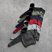 Ensemble streetwear personnalisé pour homme : sweat à capuche épais 100 % coton délavé multicolore avec détails de couture et pantalon de survêtement large – Collection Hiver