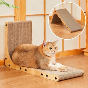 メーカー卸売 L字型段ボール製猫用爪とぎボード 木製猫用爪とぎ 室内猫用爪とぎパッド - Product Image 2